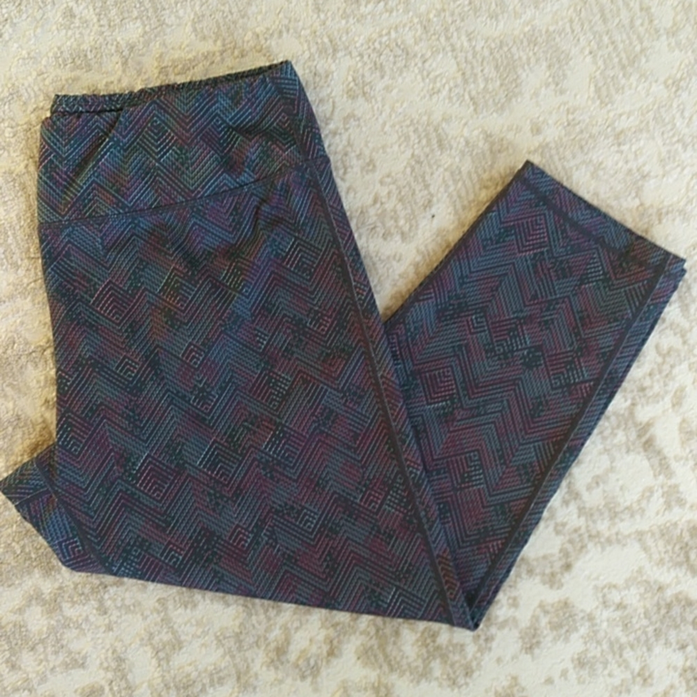 Pro Player Activewear Cropped Ankle Pants XL Multicolored Pattern